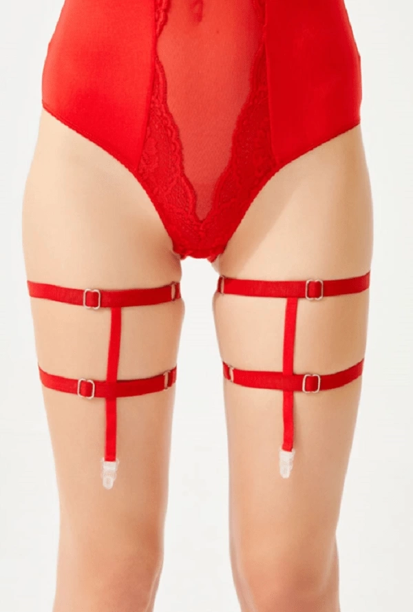 Red Adjustable Elastic Ring Detailed Leg Accessory