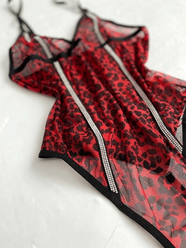 Kırmızı Leopar Bodysuit