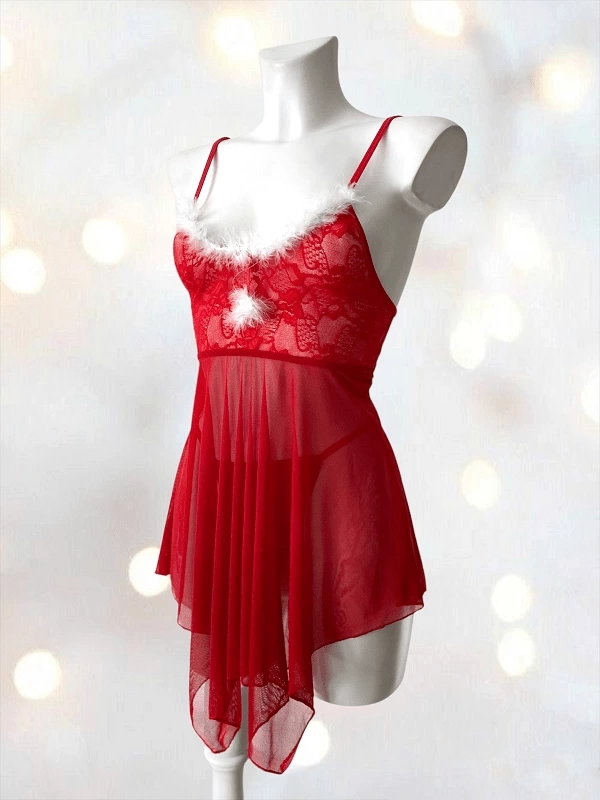 Christmas Transparent Nightgown Set