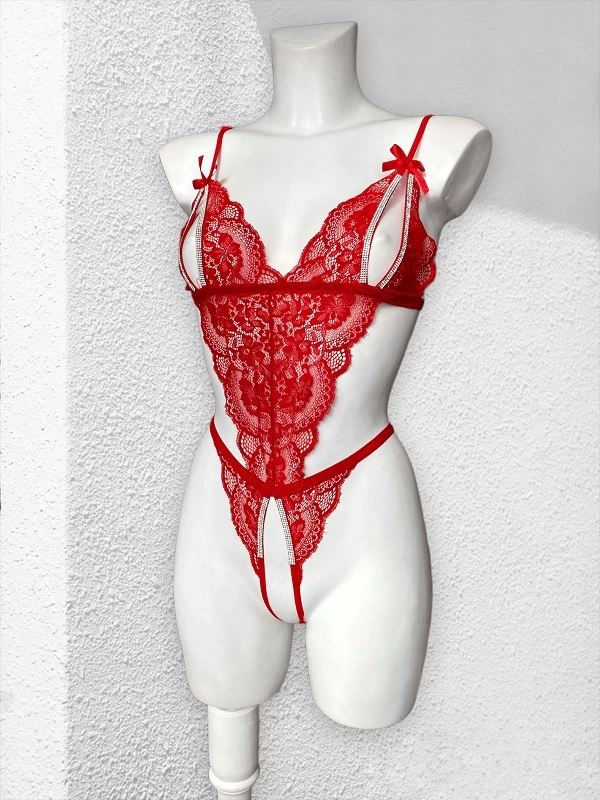 Özel Bölgesi Açık Bodysuit