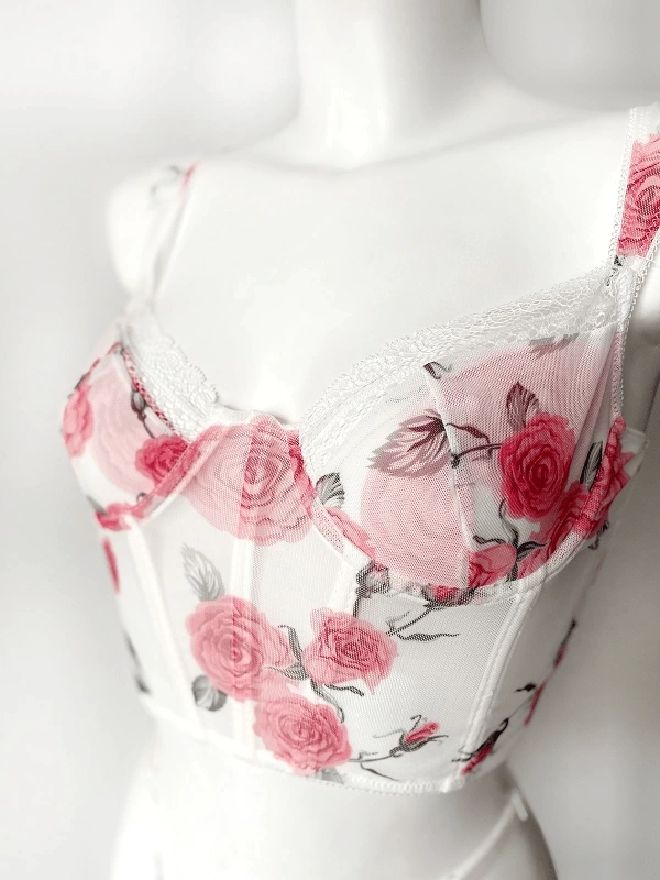 Pink Rose Bustier Set