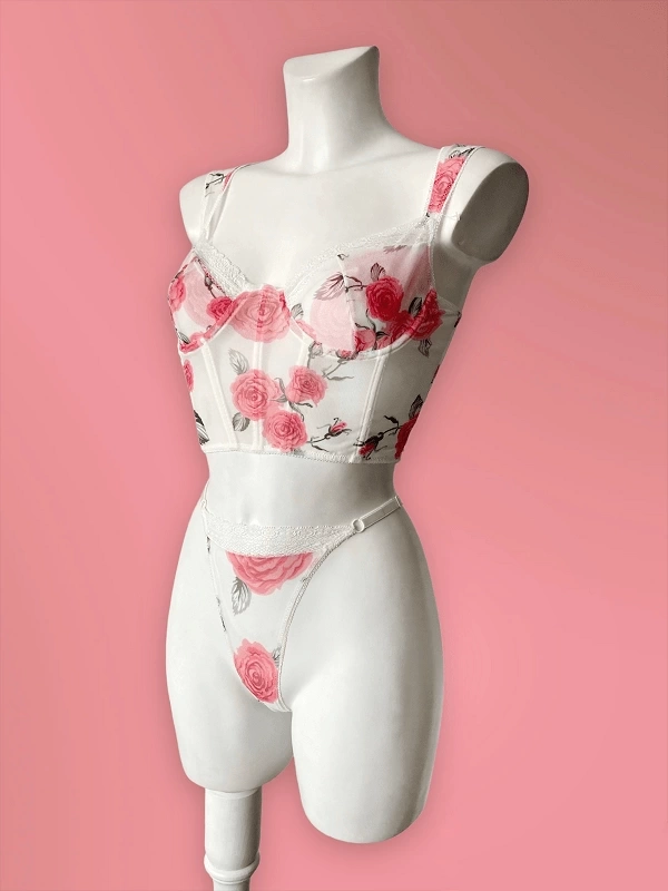 Pink Rose Bustier Set