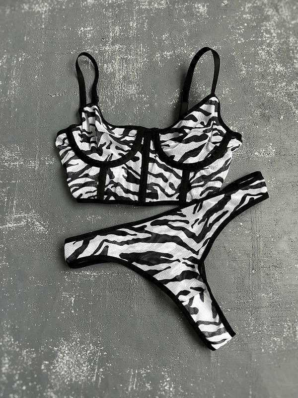 Zebra Patterned Bustier Set