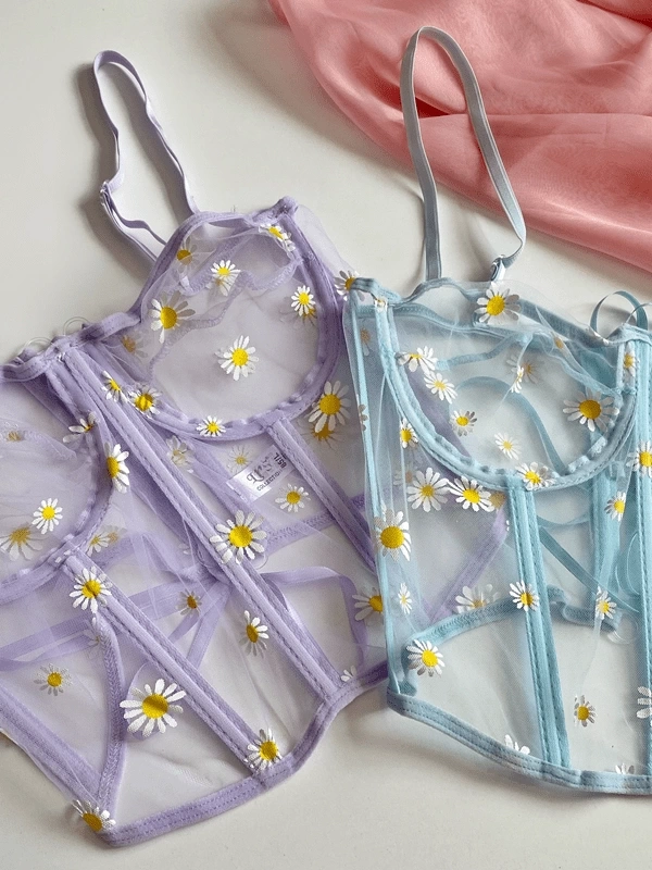 2 Papatya Baskılı Büstiyer Set