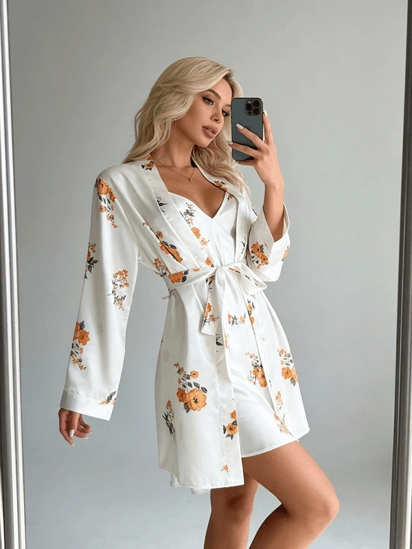 Saten Gecelik Sabahlık Takım