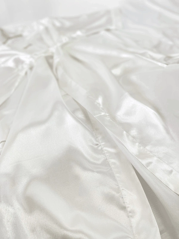 Ekru Fakir Kol Uzun Saten Sabahlık