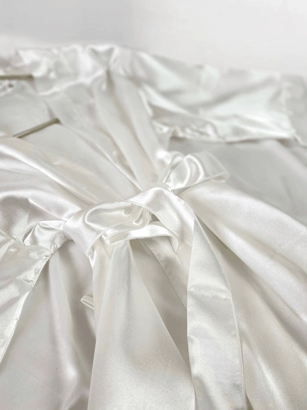 Ekru Fakir Kol Uzun Saten Sabahlık