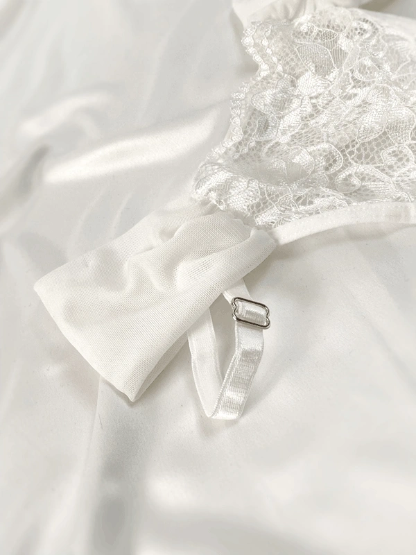 Ekru Kol Tül Detaylı Dantelli Destekli Sütyen Takım