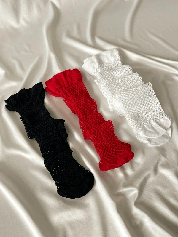 3 Renk Geniş File Jartiyer Çorap Kombin