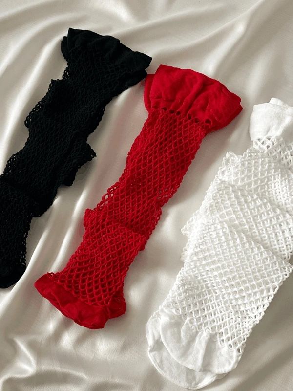 3 Renk Geniş File Jartiyer Çorap Kombin