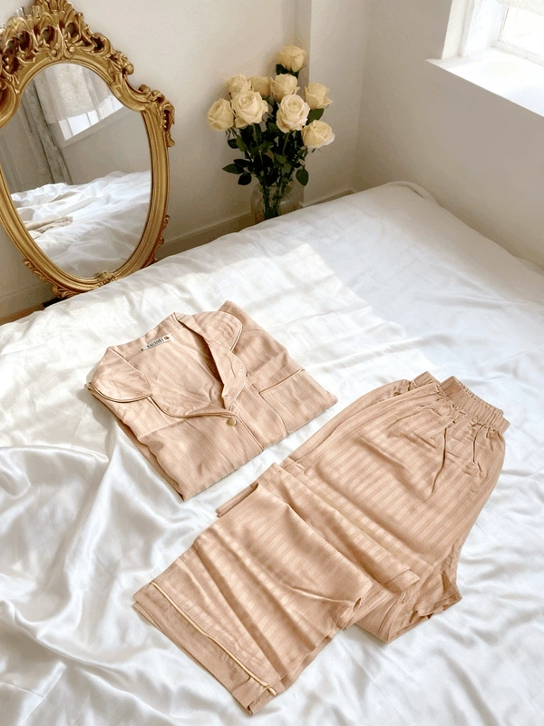 Nude Uzun Kol Biye Detaylı Pijama Takımı