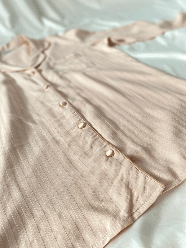 Nude Uzun Kol Biye Detaylı Pijama Takımı