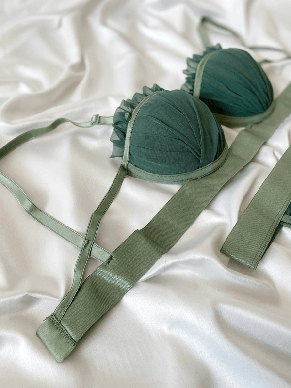 Çağla Yeşili İstiridye Destekli Sütyen Takım