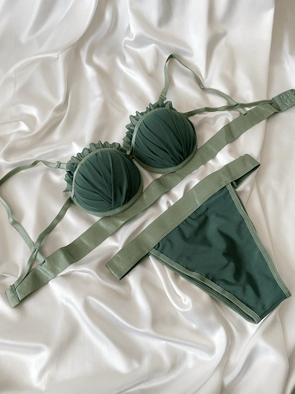 Çağla Yeşili İstiridye Destekli Sütyen Takım