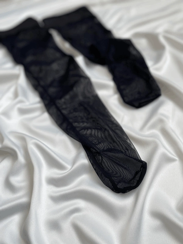 Siyah Dantel Detaylı Eldivenli Jartiyer Takım