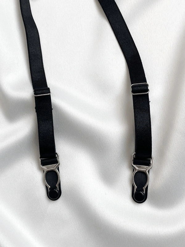 Siyah Dantel Detaylı Eldivenli Jartiyer Takım