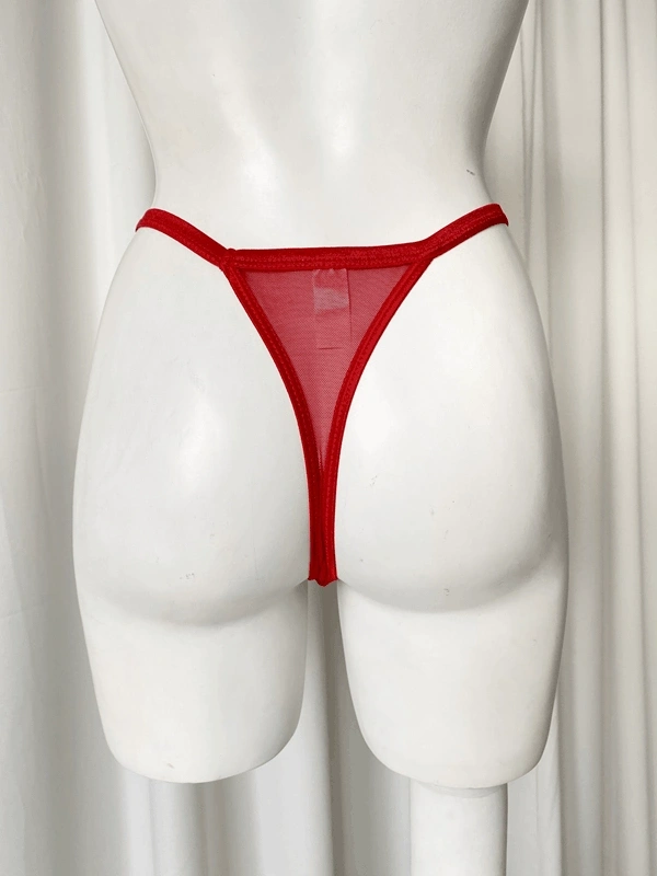 Kırmızı Fiyonk Kurdele Detaylı Tanga