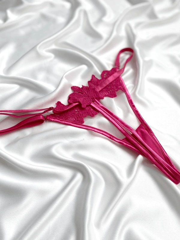 Fuşya Dantel Detaylı Balenli jartiyer Takım