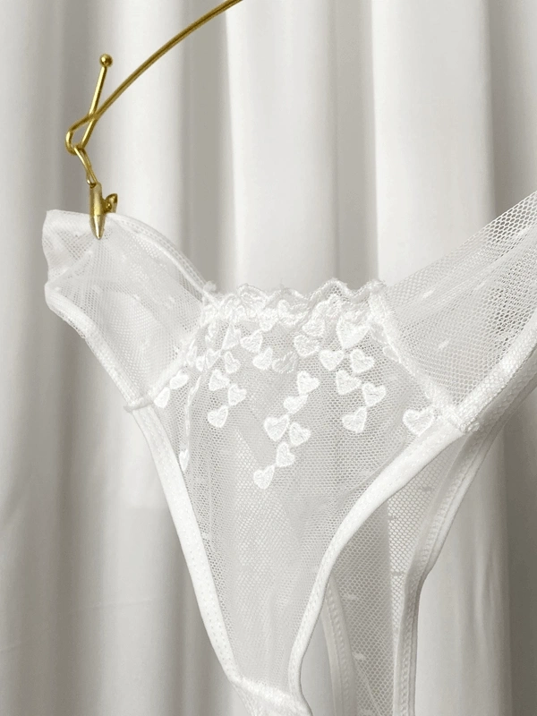 Beyaz Zincir ve Dantel Detaylı Korseli Sütyen Takım