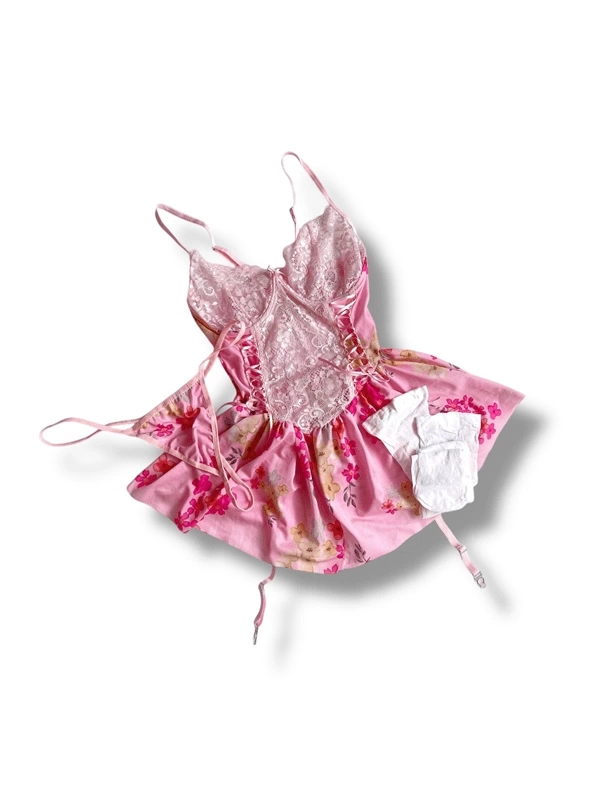 Çiçek Baskılı Babydoll Takım