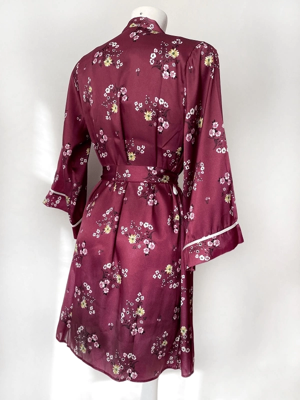 Floral Patterned Satin Dressing Gown Set