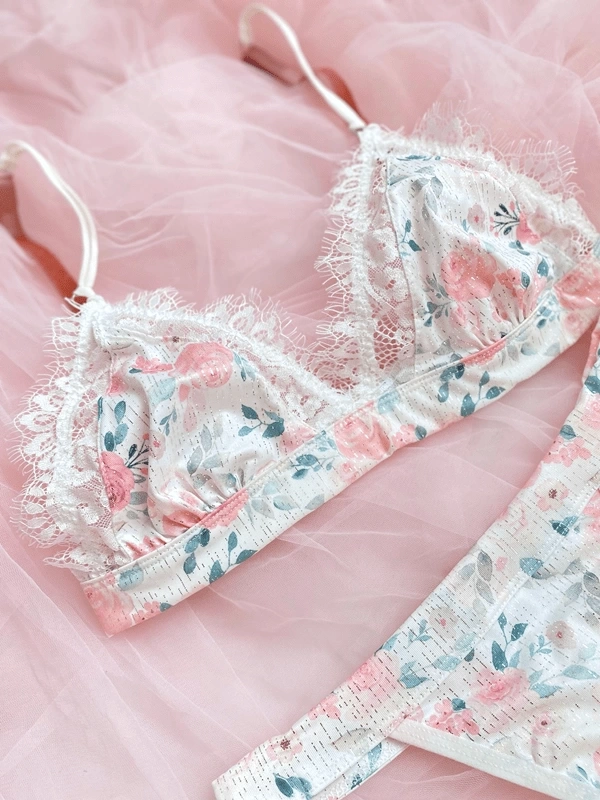 Floral and Lace Bra Set