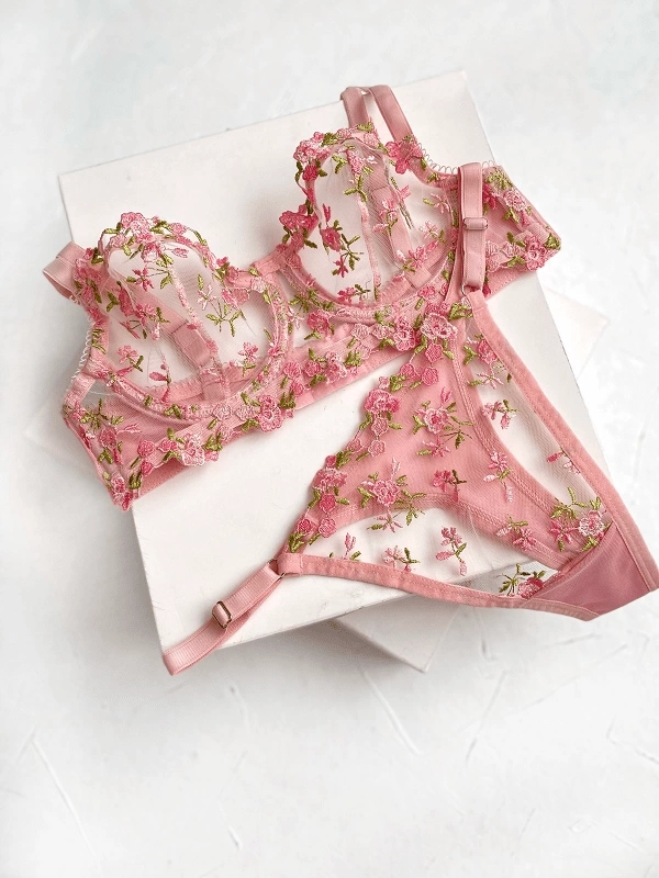 Floral Underwire Bra Set