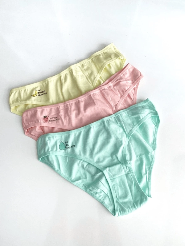 Çilek, Muz & Armut Desenli 3lü Pamuklu Slip