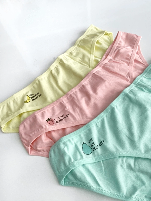 Çilek, Muz & Armut Desenli 3lü Pamuklu Slip