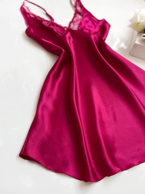 Satin Nightgown with Lace Detail