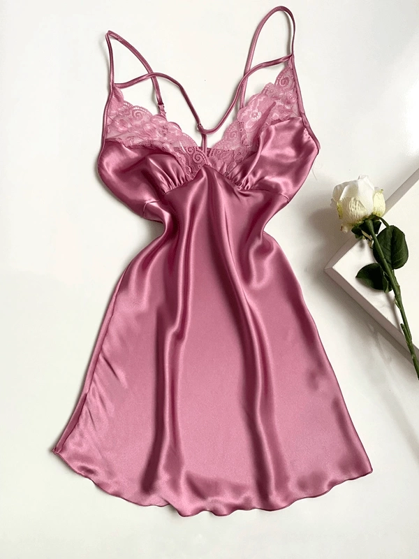 Satin Nightgown with Lace Detail