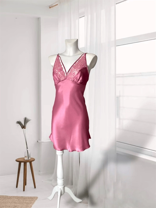 Satin Nightgown with Lace Detail