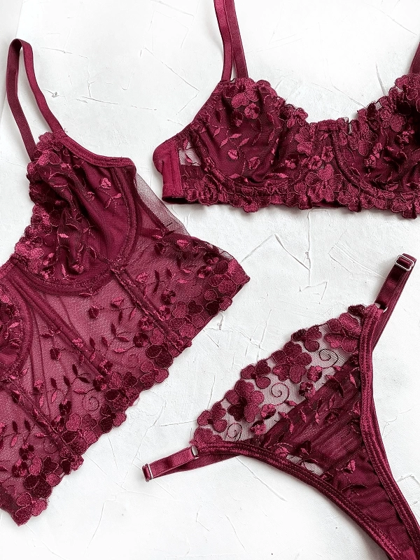 Lace Detailed Bra Set and Bustier Set Combine
