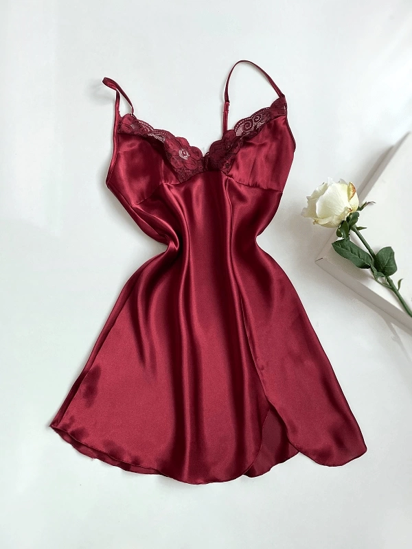 Satin Nightgown with Lace Detail