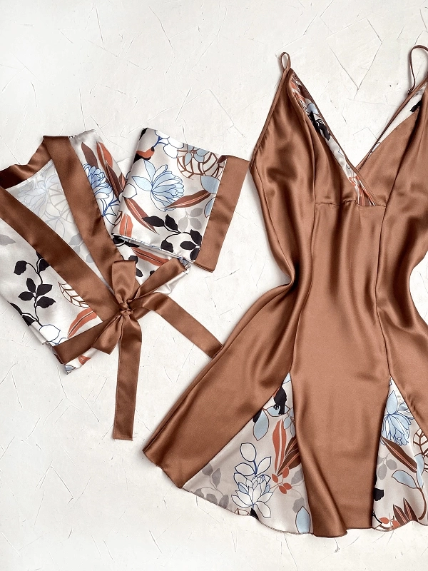 Patterned Dressing Gown Set
