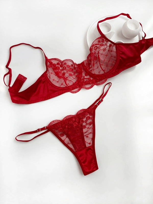 Unsupported Underwire Lace Bra Set