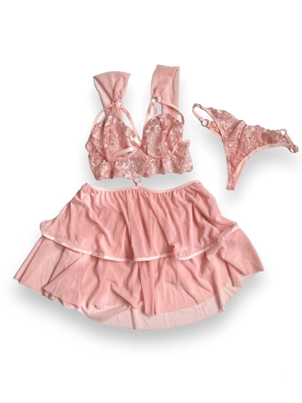 Ruffle Detailed Skirted Bra Set