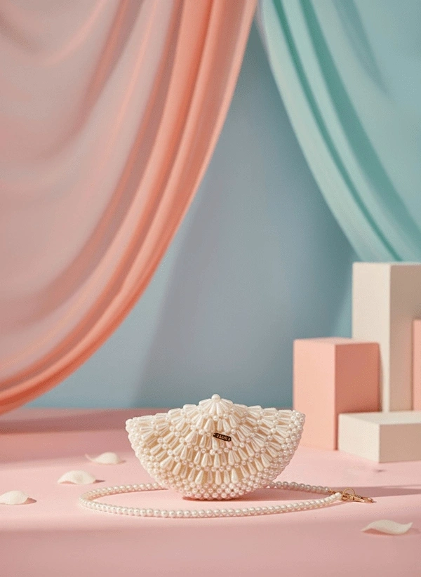 İstiridye İnci Clutch Çanta