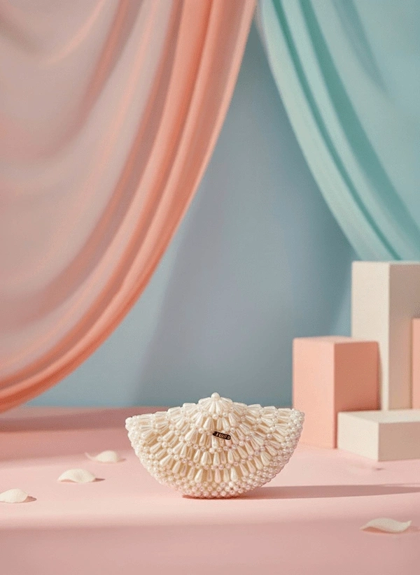 İstiridye İnci Clutch Çanta