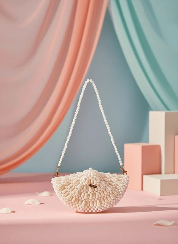 İstiridye İnci Clutch Çanta