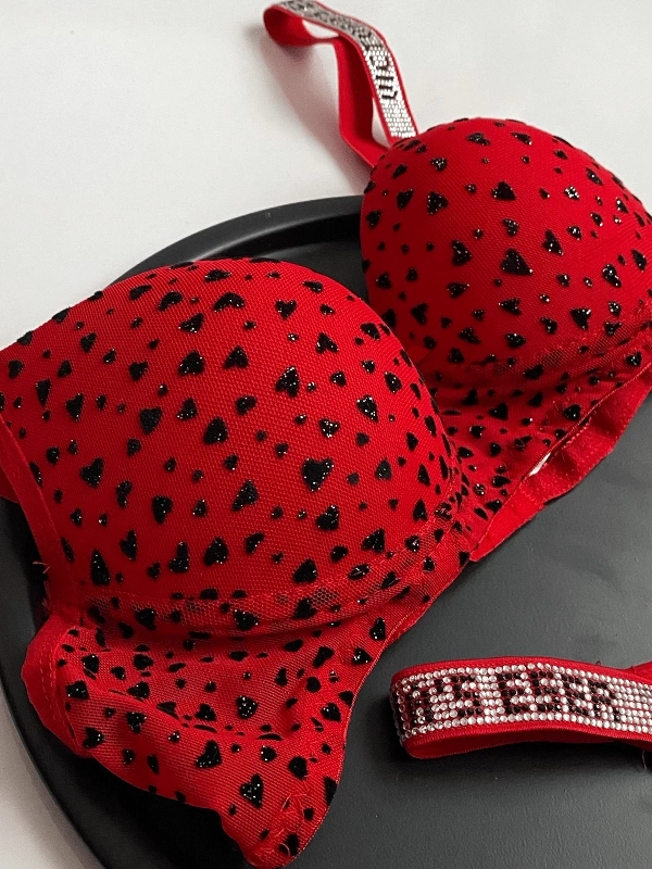 Heart Printed Padded Bra Set