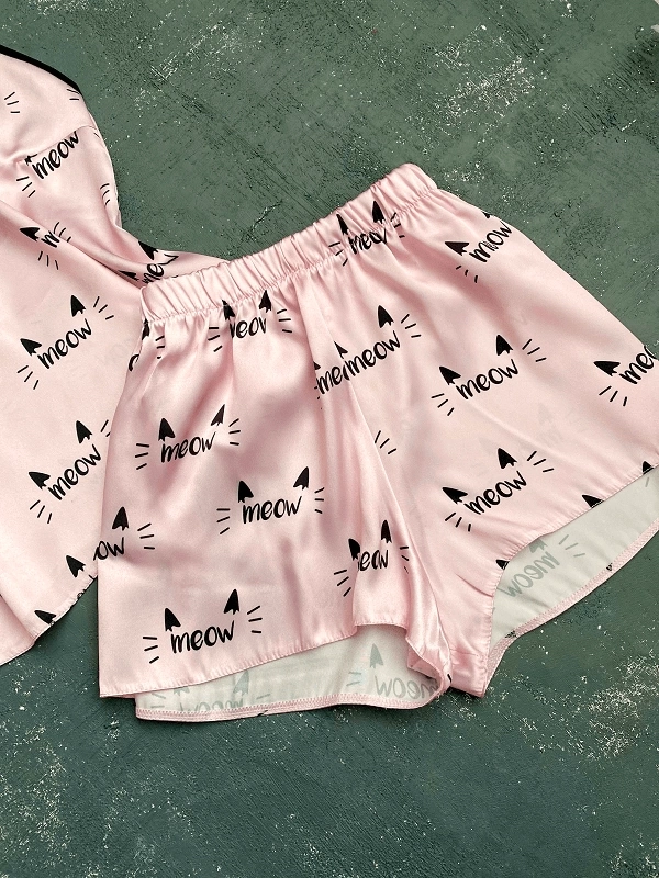 Meow Lace Shorts Set