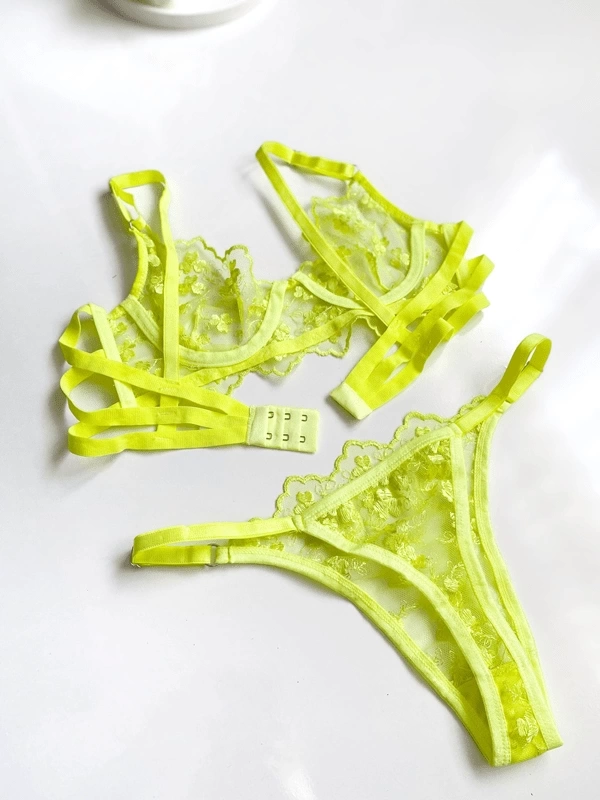 Neon Yellow Bra Set