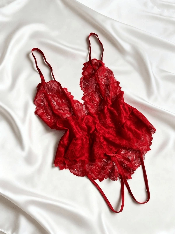 Özel Bölgesi Açık Dantel Detaylı Bodysuit