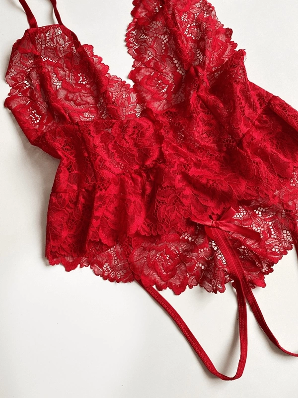 Özel Bölgesi Açık Dantel Detaylı Bodysuit