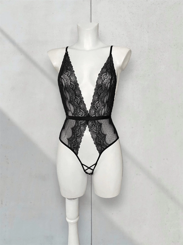 Private Area Open Lace Detailed Bodysuit