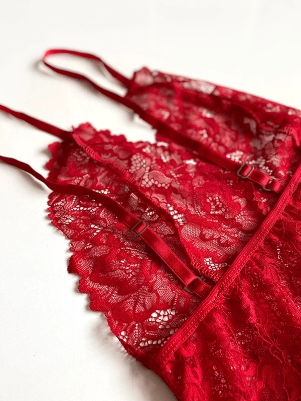 Özel Bölgesi Açık Dantel Detaylı Bodysuit