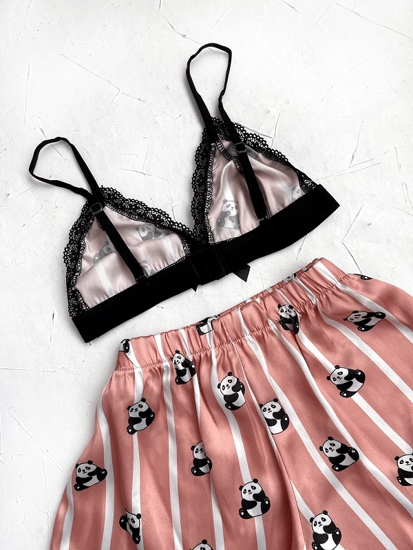 Panda Printed Shorts Set