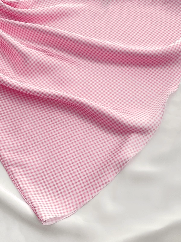Pembe Pötikareli Göğüs Dantel Detaylı Saten Gecelik