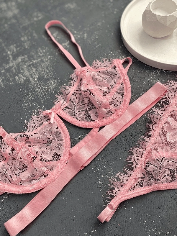 Fringed Transparent Bra Set